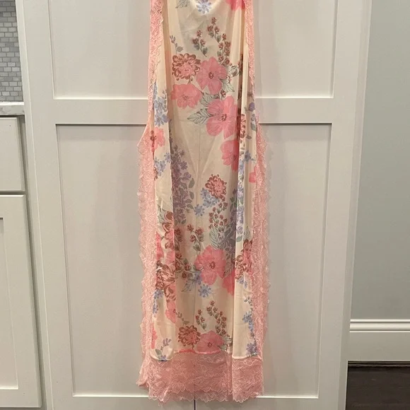 Worn 1x Free People Suddenly Fine Maxi Slip Floral Sheer Lace-trimmed Maxi Dress - Picture 7 of 10